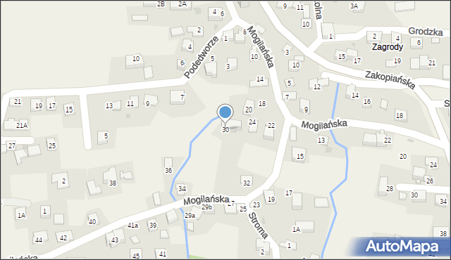 Mogilany, Mogilańska, 30, mapa Mogilany