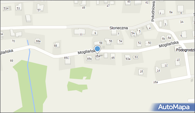 Mogilany, Mogilańska, 65A, mapa Mogilany