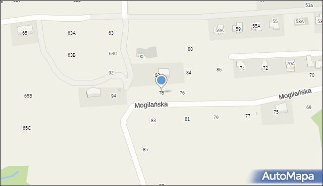 Mogilany, Mogilańska, 78, mapa Mogilany