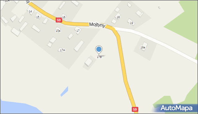 Mojtyny, Mojtyny, 17B, mapa Mojtyny