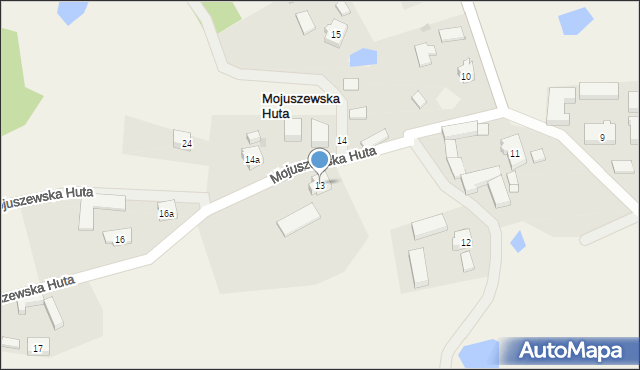 Mojuszewska Huta, Mojuszewska Huta, 13, mapa Mojuszewska Huta