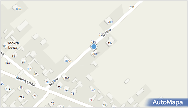 Mokra Lewa, Mokra Lewa, 75D, mapa Mokra Lewa