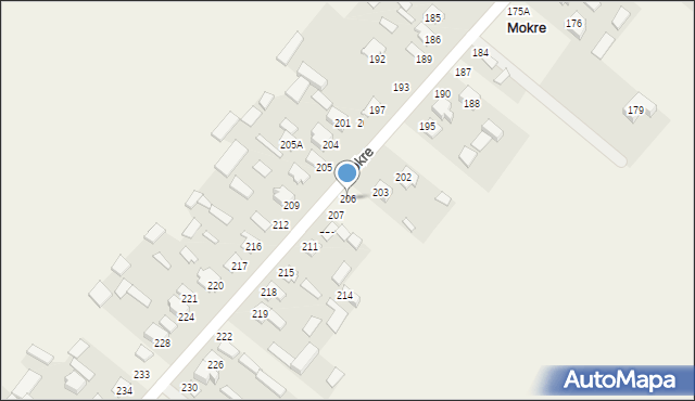 Mokre, Mokre, 206, mapa Mokre
