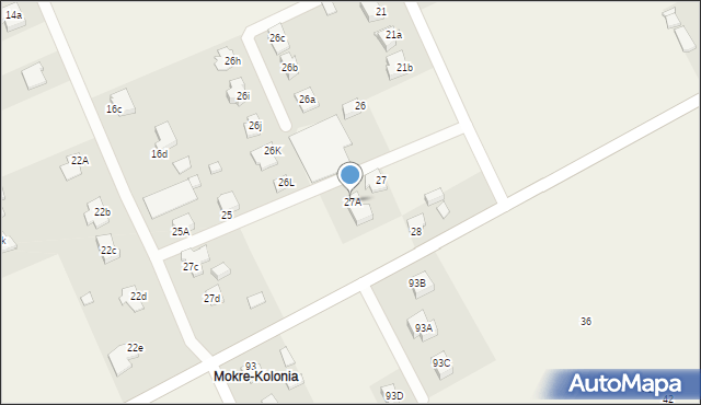 Mokre, Mokre, 27A, mapa Mokre