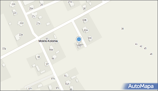 Mokre, Mokre, 93D, mapa Mokre