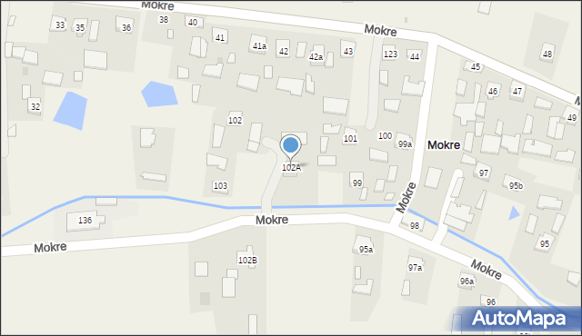 Mokre, Mokre, 102A, mapa Mokre