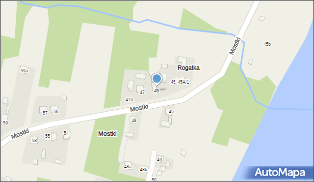 Mostki, Mostki, 46, mapa Mostki