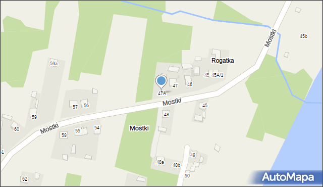 Mostki, Mostki, 47A, mapa Mostki