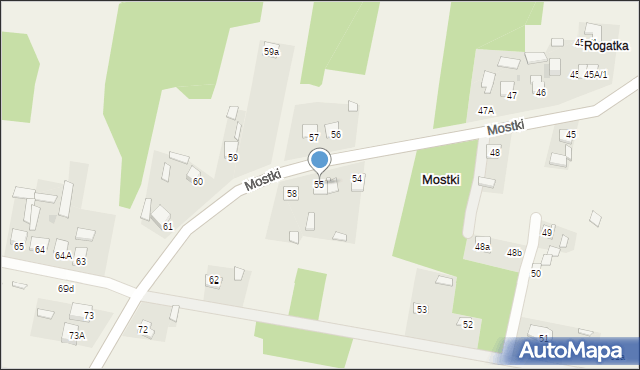 Mostki, Mostki, 55, mapa Mostki