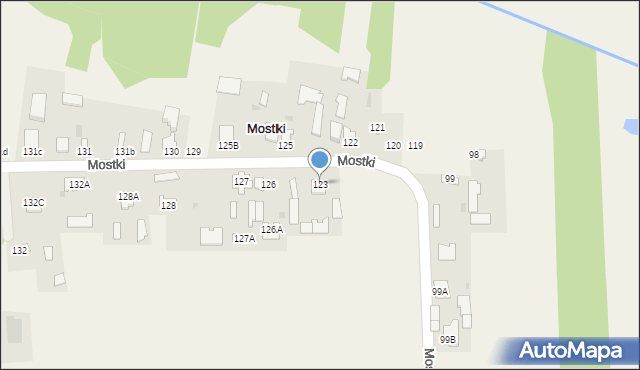 Mostki, Mostki, 123, mapa Mostki