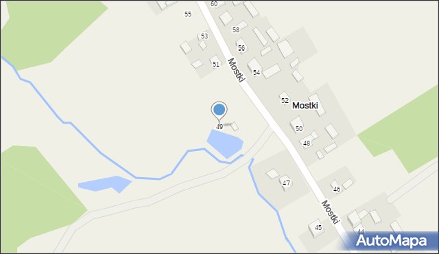 Mostki, Mostki, 49, mapa Mostki