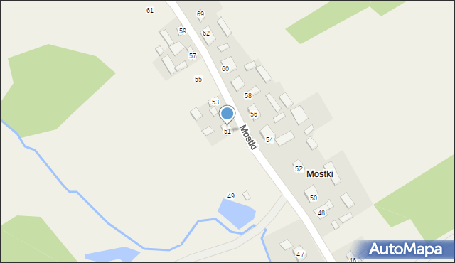 Mostki, Mostki, 51, mapa Mostki