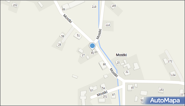 Mostki, Mostki, 81, mapa Mostki