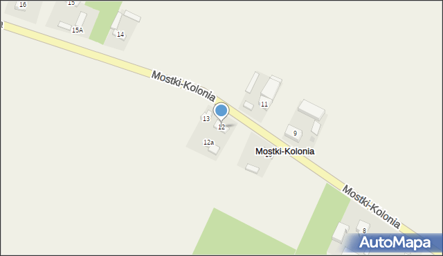Mostki-Kolonia, Mostki-Kolonia, 12, mapa Mostki-Kolonia