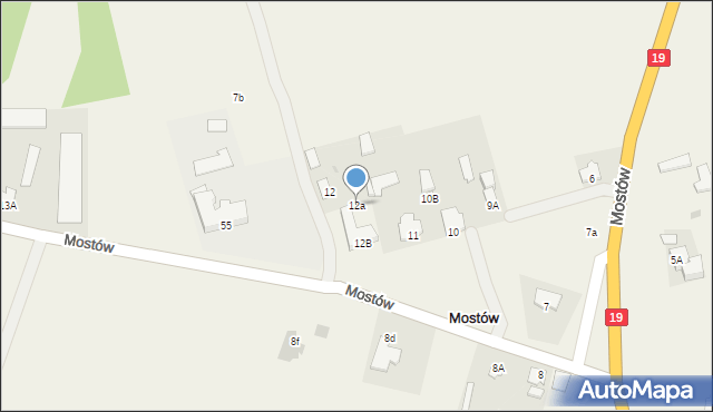 Mostów, Mostów, 12a, mapa Mostów