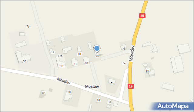 Mostów, Mostów, 9A, mapa Mostów