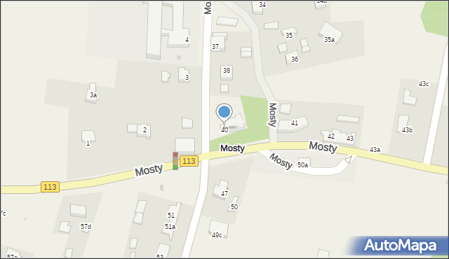 Mosty, Mosty, 40, mapa Mosty