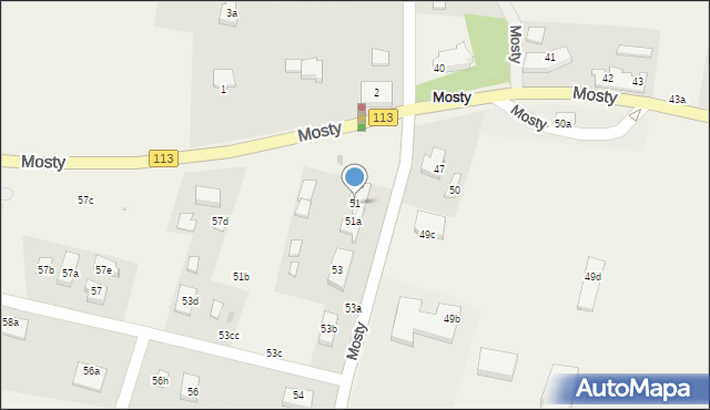 Mosty, Mosty, 51, mapa Mosty