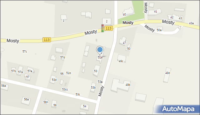 Mosty, Mosty, 51a, mapa Mosty