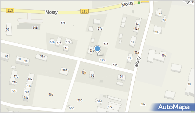 Mosty, Mosty, 53cd, mapa Mosty
