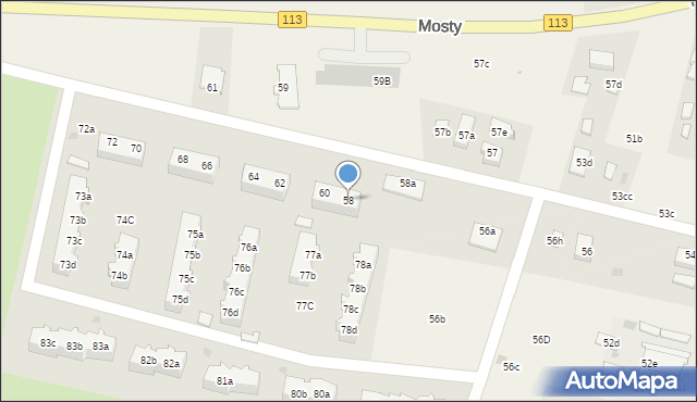 Mosty, Mosty, 58, mapa Mosty