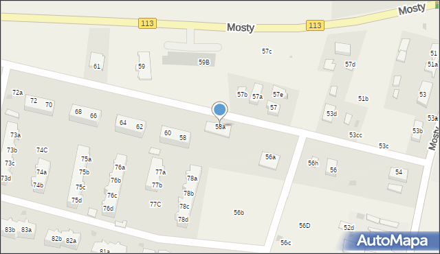 Mosty, Mosty, 58a, mapa Mosty