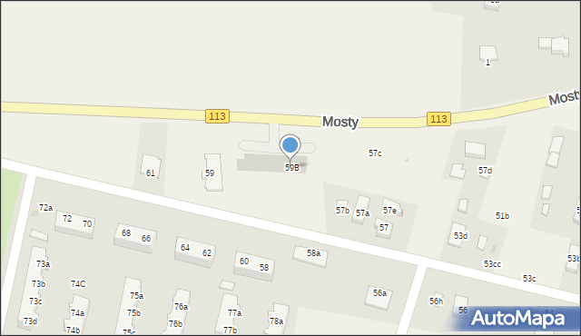 Mosty, Mosty, 59B, mapa Mosty