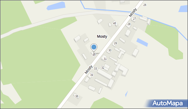 Mosty, Mosty, 45, mapa Mosty