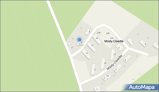 Mosty-Osiedle, Mosty-Osiedle, 9a, mapa Mosty-Osiedle