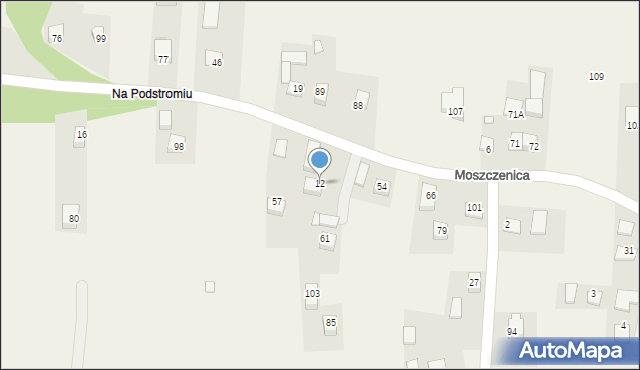 Moszczenica, Moszczenica, 12, mapa Moszczenica