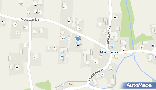 Moszczenica, Moszczenica, 21, mapa Moszczenica