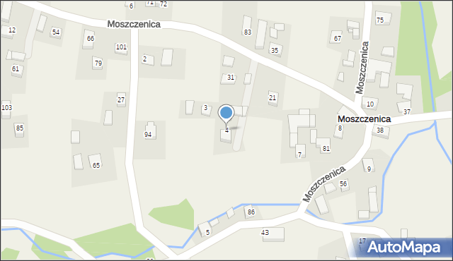 Moszczenica, Moszczenica, 4, mapa Moszczenica