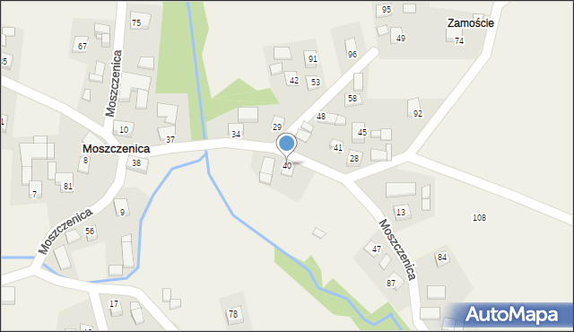 Moszczenica, Moszczenica, 40, mapa Moszczenica