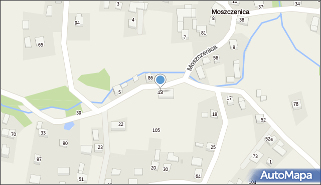 Moszczenica, Moszczenica, 43, mapa Moszczenica
