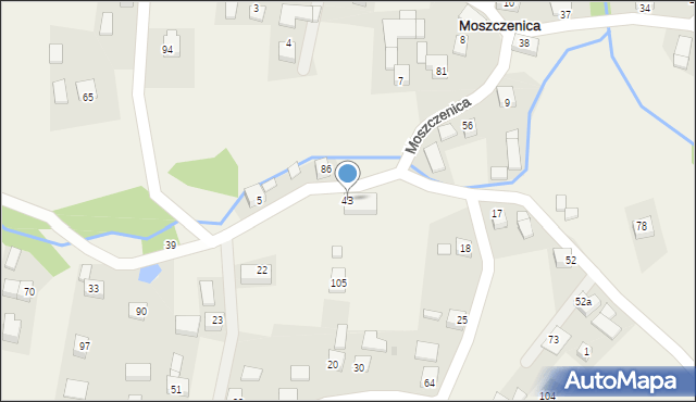 Moszczenica, Moszczenica, 43, mapa Moszczenica