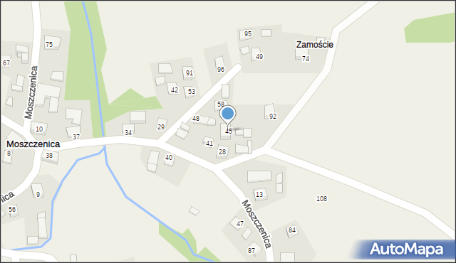 Moszczenica, Moszczenica, 45, mapa Moszczenica