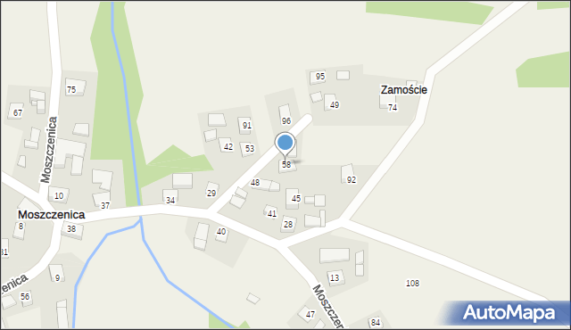 Moszczenica, Moszczenica, 58, mapa Moszczenica