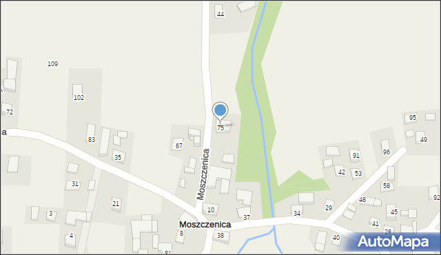 Moszczenica, Moszczenica, 75, mapa Moszczenica