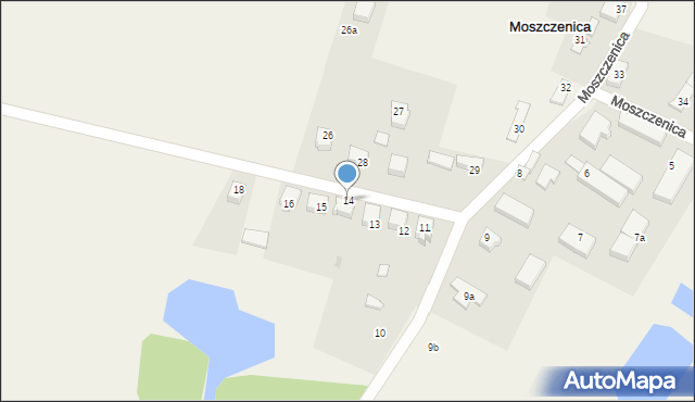 Moszczenica, Moszczenica, 14, mapa Moszczenica