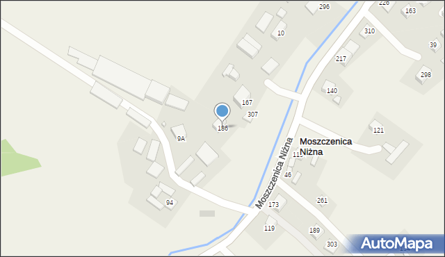 Moszczenica Niżna, Moszczenica Niżna, 186, mapa Moszczenica Niżna