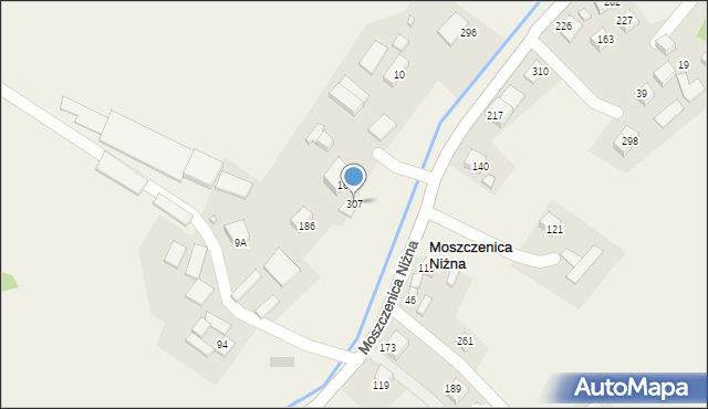 Moszczenica Niżna, Moszczenica Niżna, 307, mapa Moszczenica Niżna