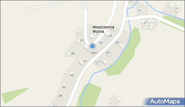 Moszczenica Wyżna, Moszczenica Wyżna, 100, mapa Moszczenica Wyżna