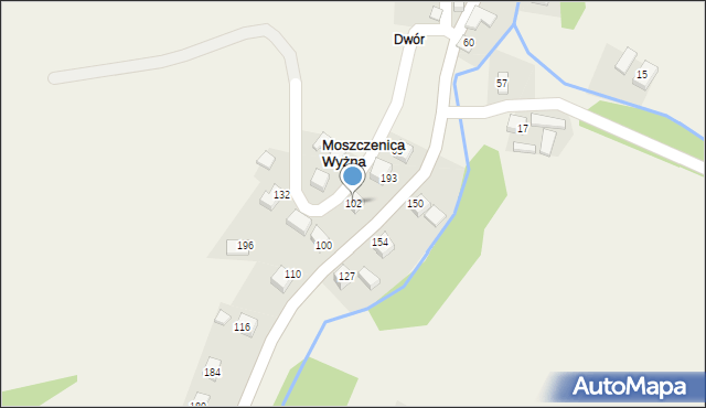 Moszczenica Wyżna, Moszczenica Wyżna, 102, mapa Moszczenica Wyżna