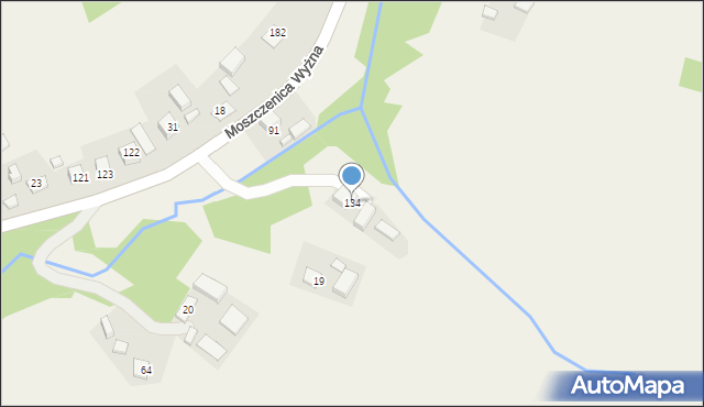 Moszczenica Wyżna, Moszczenica Wyżna, 134, mapa Moszczenica Wyżna