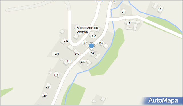 Moszczenica Wyżna, Moszczenica Wyżna, 154, mapa Moszczenica Wyżna