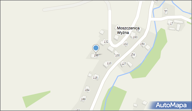 Moszczenica Wyżna, Moszczenica Wyżna, 196, mapa Moszczenica Wyżna