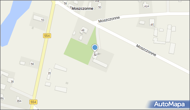 Moszczonne, Moszczonne, 34, mapa Moszczonne