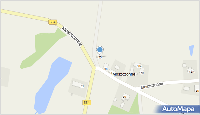 Moszczonne, Moszczonne, 55, mapa Moszczonne