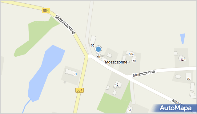 Moszczonne, Moszczonne, 58, mapa Moszczonne