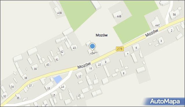 Mozów, Mozów, 43A, mapa Mozów